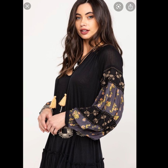Free People NWT Mix it Up tunic in black - Picture 2 of 8